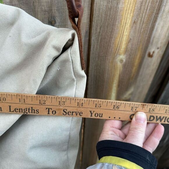 Jesslyn Blake Beige Canvas Leather Crossbody Messenger Bag Unisex - Picture 3 of 15